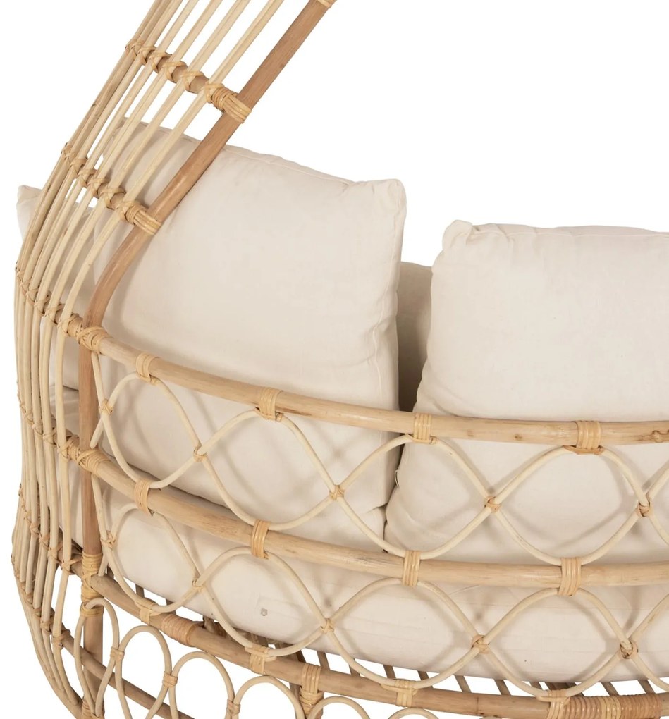 ΚΑΝΑΠΕΣ ΕΞΩΤ.ΧΩΡΟΥ ΣΤΡΟΓΓΥΛΟΣ MARJOM  ΦΥΣΙΚΟ RATTAN-ΕΚΡΟΥ ΥΦΑΣΜΑ Φ148x287Υεκ.