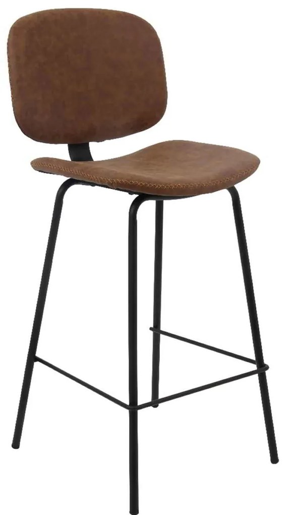 Σκαμπώ BAR BARLEY Μεταλ.Μαύρο/Pu Vintage Brown Brown 43x49x70/102cm (Σετ 2 ΤΕΜ)