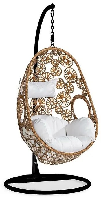Κρεμαστή πολυθρόνα Comfort Garden 1566, Μαύρο, Καφέ, 196x95x95cm, Ταπισερί