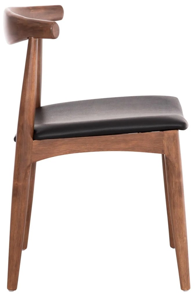 Καρέκλα τραπεζαρίας ALOR Rubberwood Καρυδί με PU Μαύρο 55x51x75Υεκ. 2αδα 55x51x75 εκ.