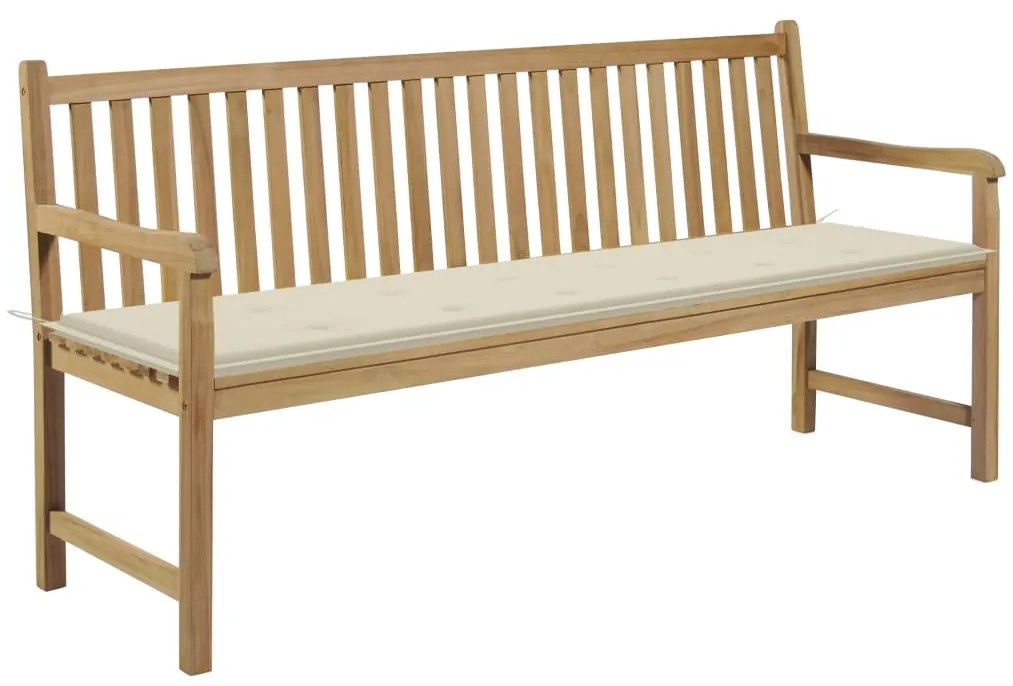 vidaXL Παγκάκι Κήπου 175 εκ. από Μασίφ Ξύλο Teak με Κρεμ Μαξιλάρι