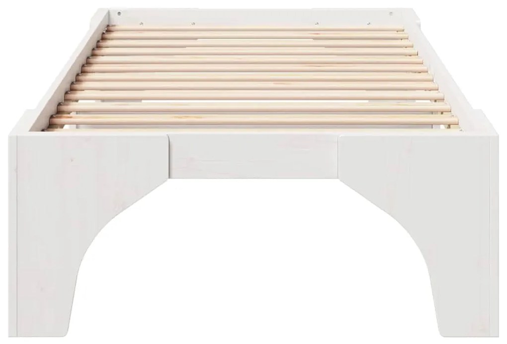vidaXL Κρεβάτι δαπέδου Λευκό 100 x 200 cm Μασίφ ξύλο πεύκου