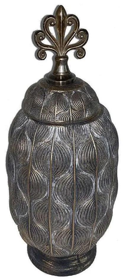 Βάζο Διακοσμητικό Με Καπάκι TOL347 14,2x34cm Μεταλλικό Bronze-Anthracite Espiel Μέταλλο