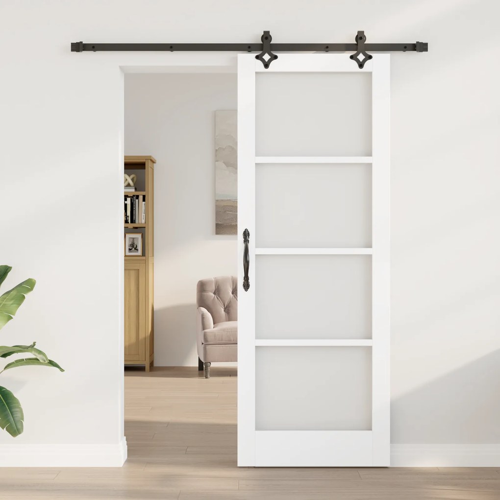 vidaXL Συρόμενη Πόρτα  με Σέτ Υλικών 'ORKDAL' Λευκή Ξύλο & Γυαλί