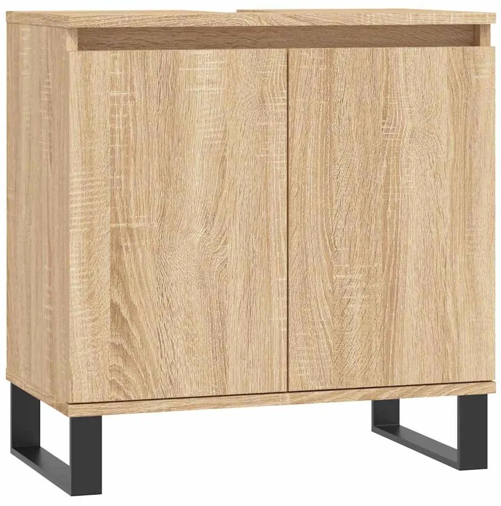 vidaXL Ντουλάπι Μπάνιου Sonoma Δρυς 58 x 33 x 60 εκ. από Επεξεργ. Ξύλο