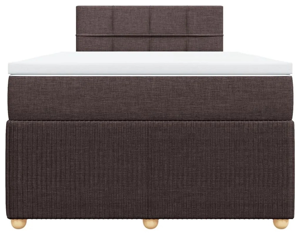 Κρεβάτι Boxspring με Στρώμα Σκούρο Καφέ 120x200 εκ. Υφασμάτινο - Καφέ