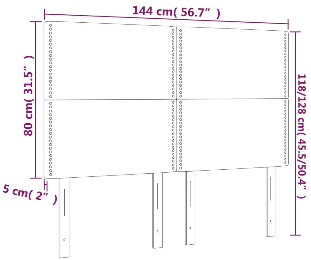 vidaXL Κεφαλάρι Κρεβατιού LED Ανοιχτό Γκρι 144x5x118/128 εκ. Βελούδινο