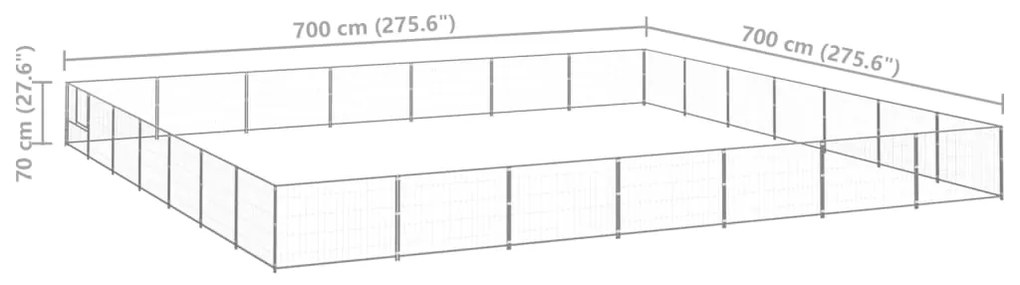 vidaXL Σπιτάκι Σκύλου Ασημί 49 μ² Ατσάλινο