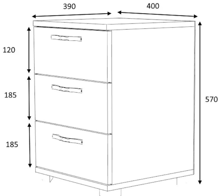 Κομοδίνο - Συρταριέρα γραφείου Roco Megapap χρώμα καρυδί 40x39x57εκ.