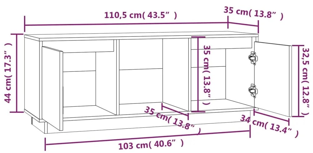 ΈΠΙΠΛΟ ΤΗΛΕΟΡΑΣΗΣ ΚΑΦΕ ΜΕΛΙ 110,5X35X44ΕΚ ΑΠΟ ΜΑΣΙΦ ΞΥΛΟ ΠΕΥΚΟΥ 814342