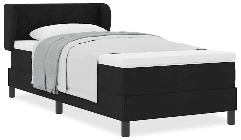 vidaXL Κρεβάτι box spring με στρώμα με στρώμα Μαύρο 90 x 190 cm ύφασμα