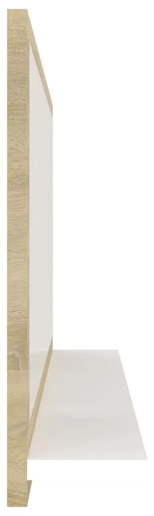 vidaXL Καθρέφτης Μπάνιου Λευκό/Sonoma Δρυς 80x10,5x37 εκ. Μοριοσανίδα