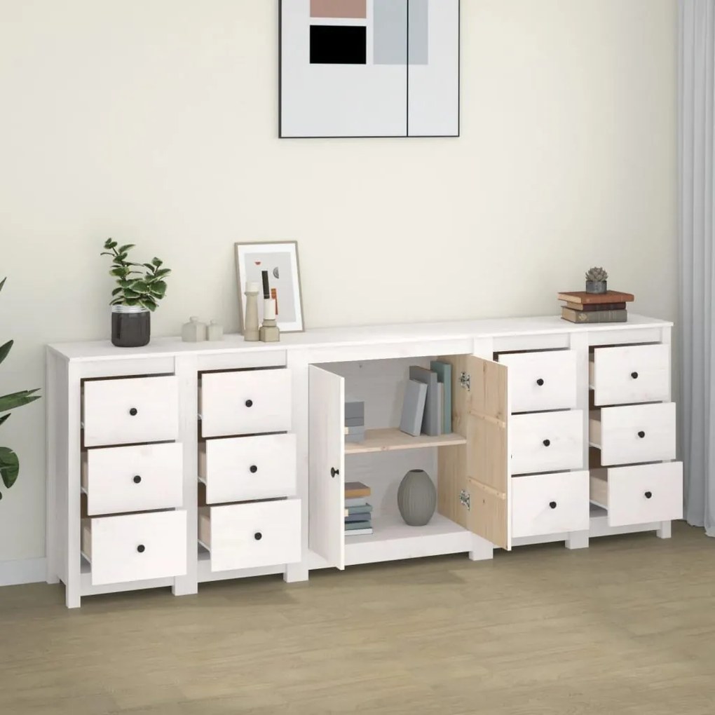 Ντουλάπι Λευκό 230 x 35 x 80 εκ. από Μασίφ Ξύλο Πεύκου 3114085