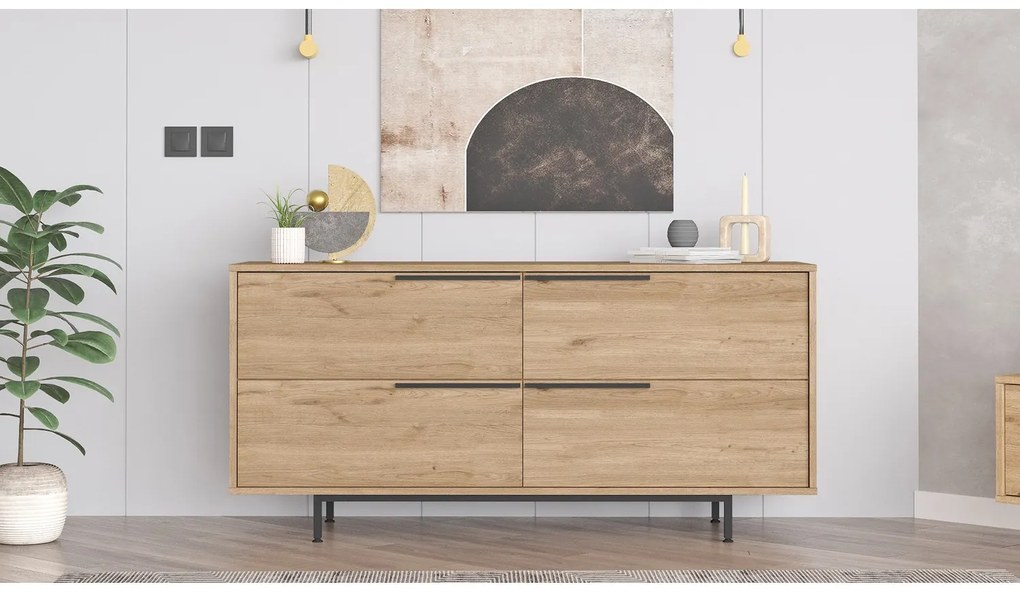 Μπουφές ArteLibre CARTMEL Φυσικό Μοριοσανίδα/Μέταλλο 44.5x160x74.3cm