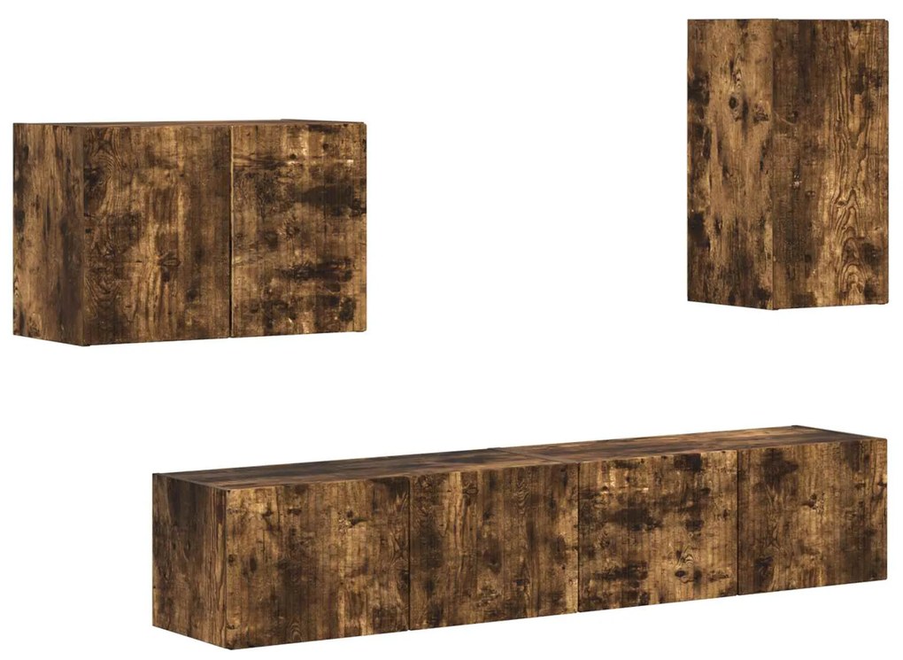 vidaXL Επιτοίχιο 4 pcs Καπνιστό Δρύς