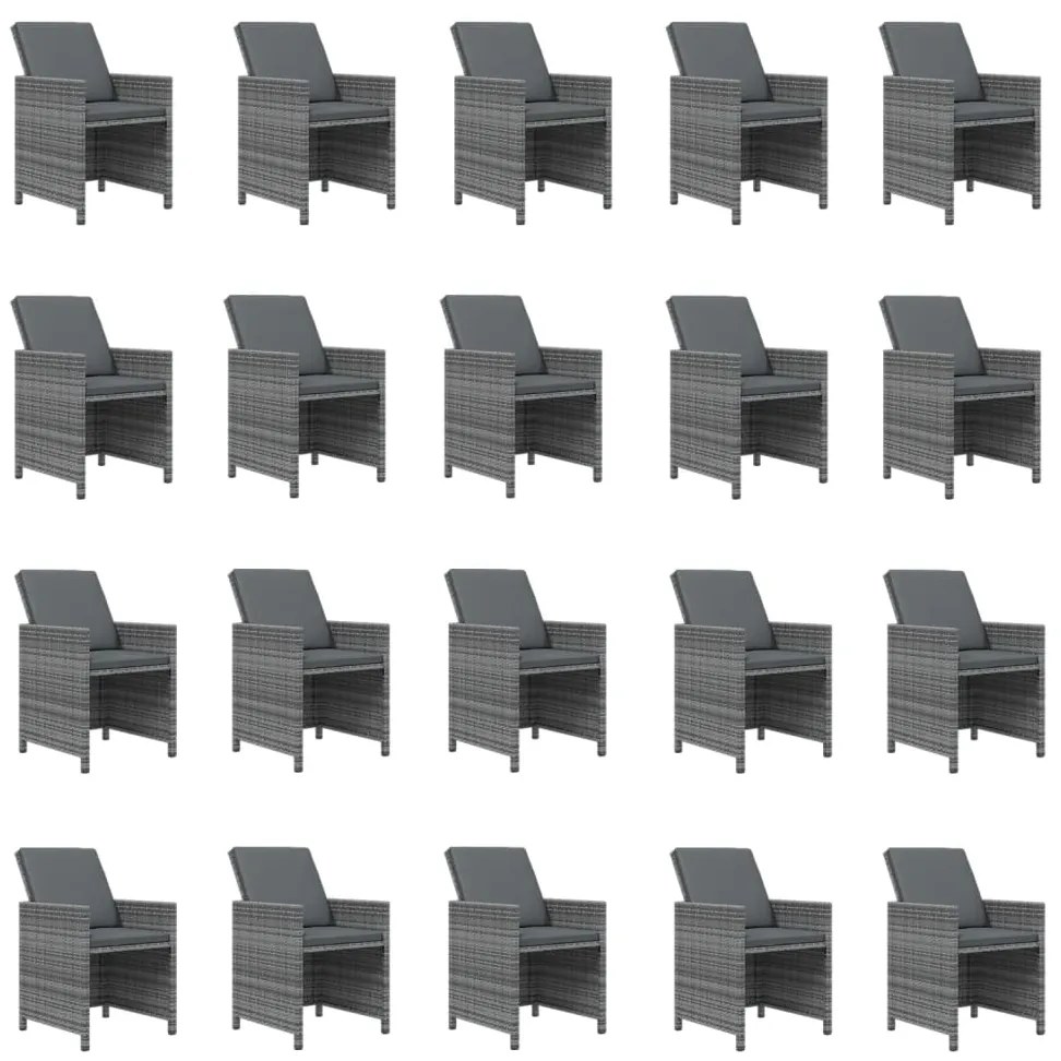 vidaXL Σετ Τραπεζαρίας Κήπου 21 τεμ. Γκρι Συνθ. Ρατάν με Μαξιλάρια