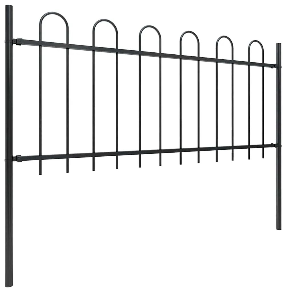 vidaXL Φράχτης Κήπου με Κορυφή από Ατσάλι 1603,5 x 80 εκ. Μαύρος