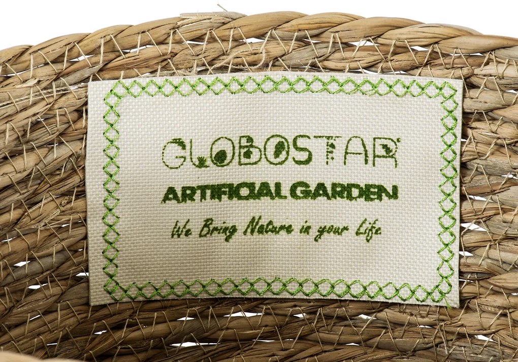 GloboStar® Artificial Garden SIFNOS 20268 Διακοσμητικό Πλεκτό Καλάθι - Κασπώ Γλάστρα - Flower Pot Μπεζ Φ25cm x Υ15cm