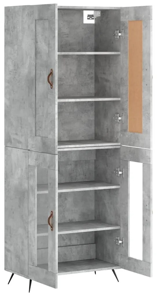 vidaXL Ντουλάπι Γκρι Σκυροδέματος 69,5x34x180 εκ. Επεξεργασμένο Ξύλο
