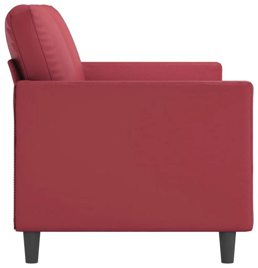 Καναπές Τριθέσιος Μπορντό 180 εκ. από Συνθετικό Δέρμα - Κόκκινο