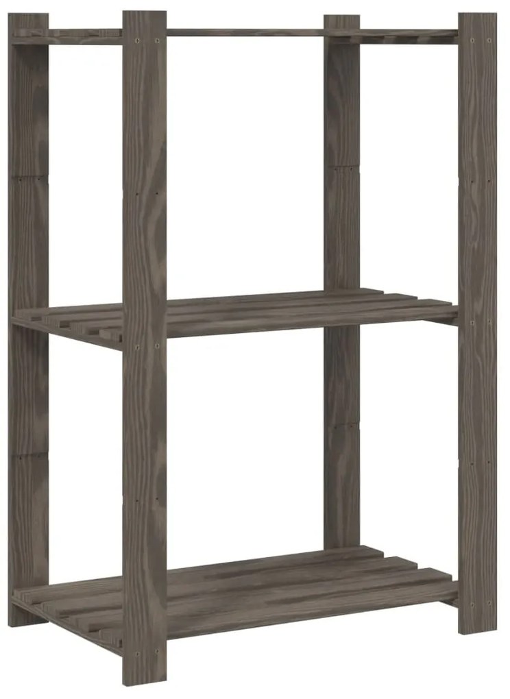 vidaXL Ραφιέρα με 3 Ράφια Γκρι 60 x 38 x 90 εκ. Μασίφ Ξύλο Πεύκου