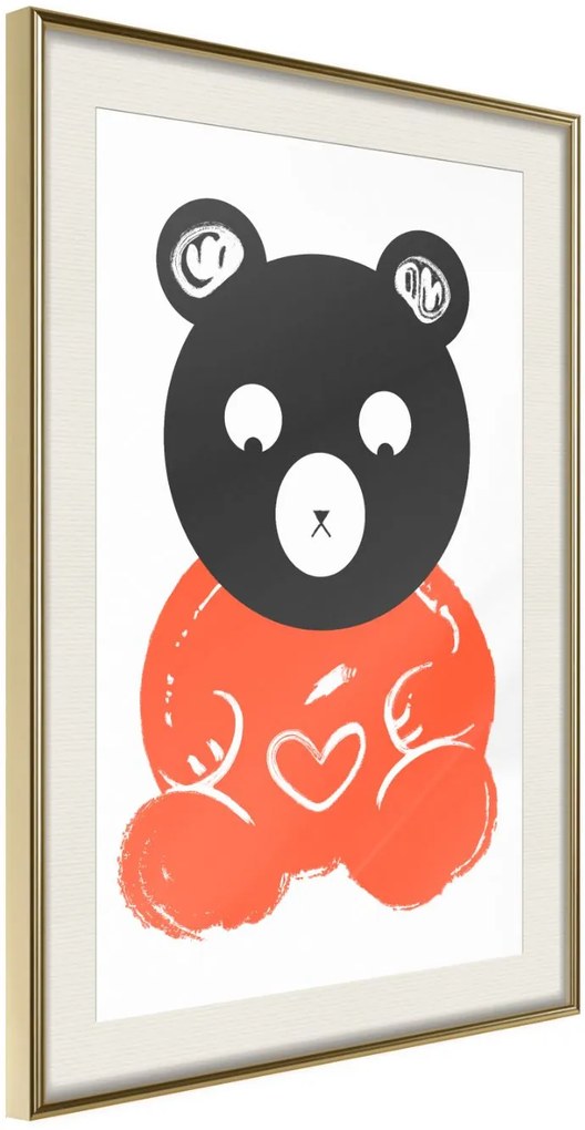 Αφίσα - Teddy Bear in Love - 20x30 - Χρυσό - Με πασπαρτού