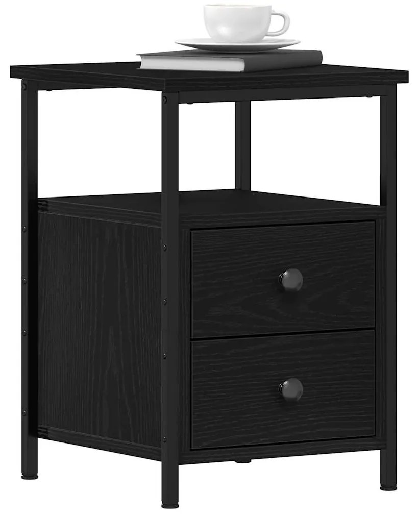 vidaXL Κομοδίνα 2 τεμ. Μαύρη Δρυς 34x35,5x50 εκ. από Τεχνητό Ξύλο