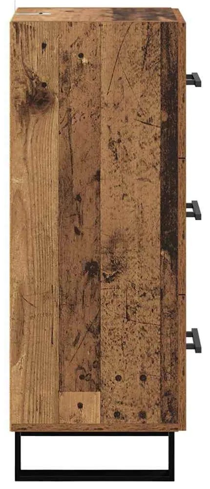 vidaXL Πλαϊνό γραφείο με συρτάρι Παλιό Ξύλο 34,5 x 34 x 90 εκ.