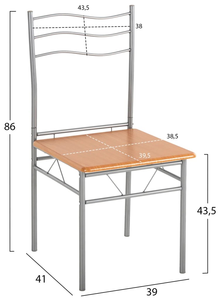 ΣΕΤ ΤΡΑΠΕΖΑΡΙΑΣ 5ΤΜΧ PEASY HM9415.02 ΜΕΤΑΛΛΟ ΑΣΗΜΙ-MDF SONAMA 110x60x75Υεκ - HM9415.02