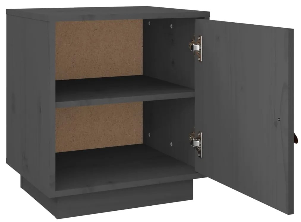 vidaXL Κομοδίνο Γκρι 40 x 34 x 45 εκ. από Μασίφ Ξύλο Πεύκου
