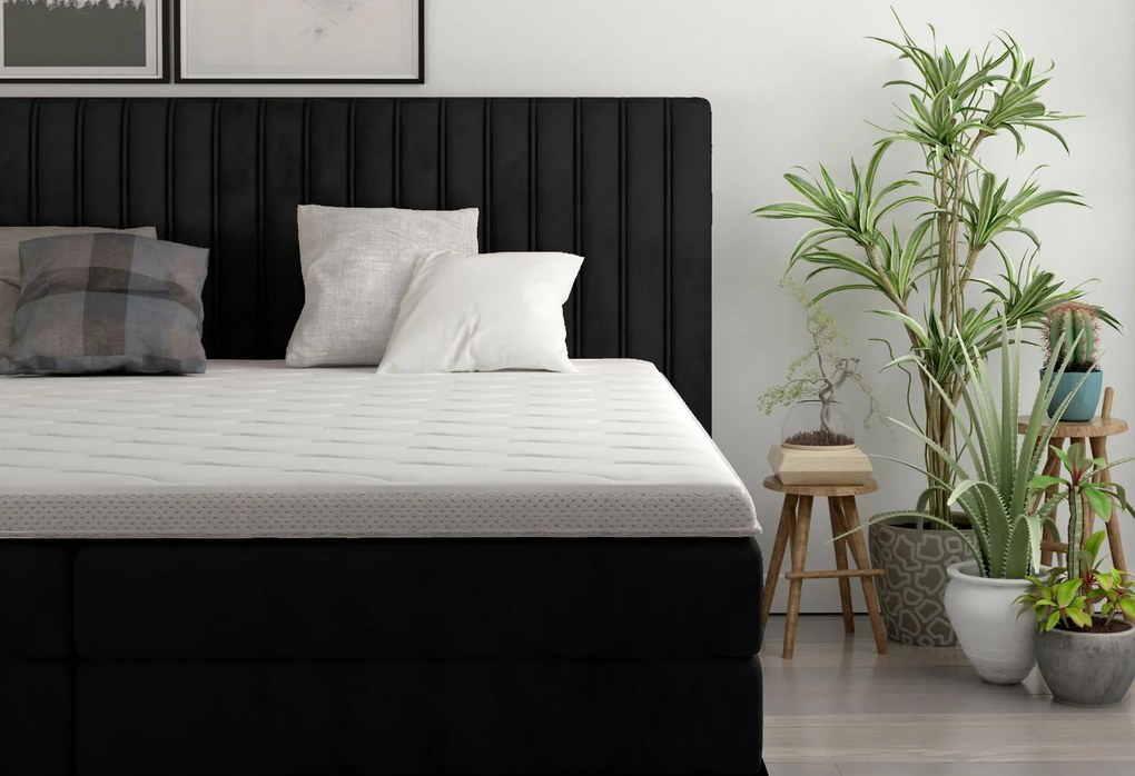 Επενδυμένο κρεβάτι Melantha με στρώμα και ανώστρωμα-140 x 200-Mauro