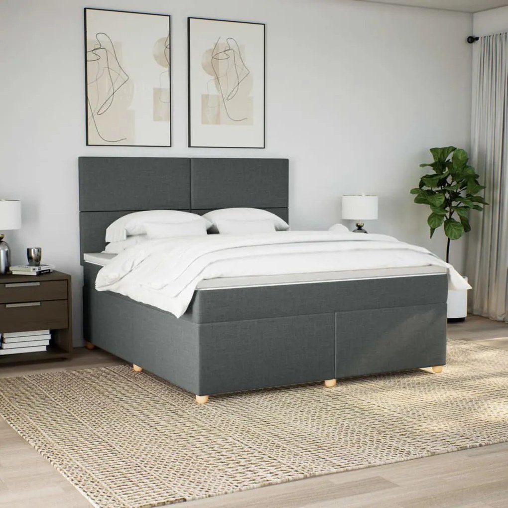 ΚΡΕΒΑΤΙ BOXSPRING ΜΕ ΣΤΡΩΜΑ ΣΚΟΥΡΟ ΓΚΡΙ 180X200 ΕΚ ΥΦΑΣΜΑΤΙΝ 3293653