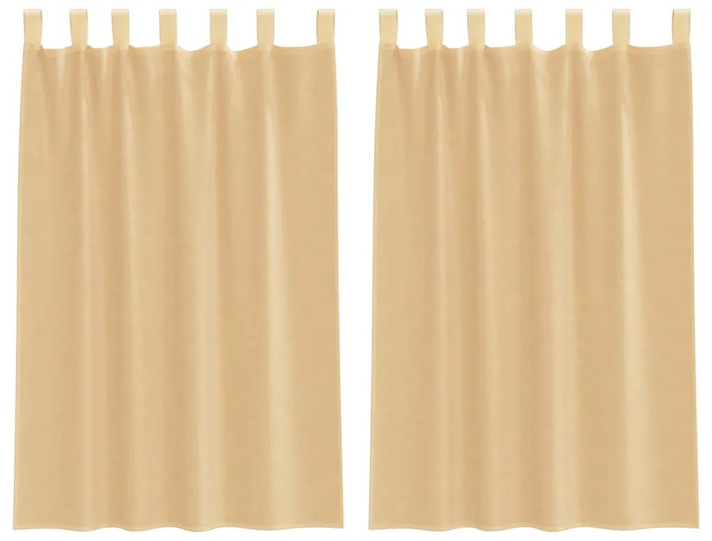 vidaXL Κουρτίνες Voile με βρόχους 2 τεμάχια Άμμος 140x175 cm