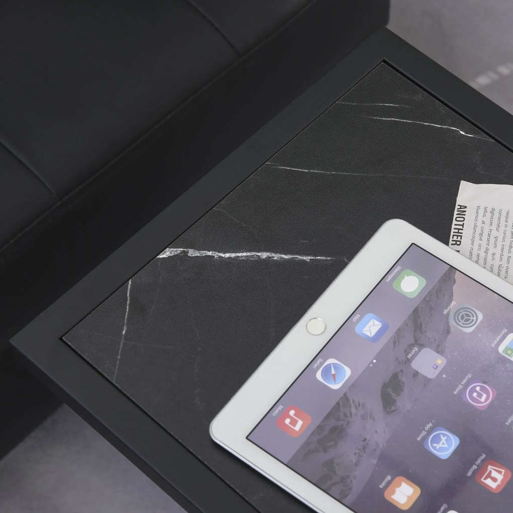 HOMCOM Κομοδίνο, σχήμα C, εξοικονόμηση χώρου, νυχτερινό τραπέζι/τραπέζι σαλονιού, όψη μαρμάρου, 45 x 30 x 51,5 cm