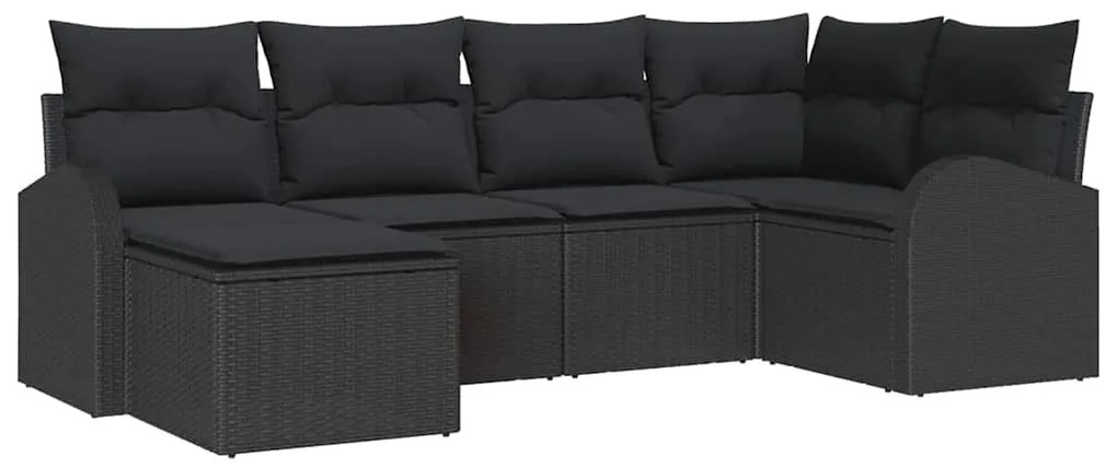 vidaXL Σετ Καναπέ Κήπου με μαξιλάρι 6 pcs Μαύρο Πολυ ράταν