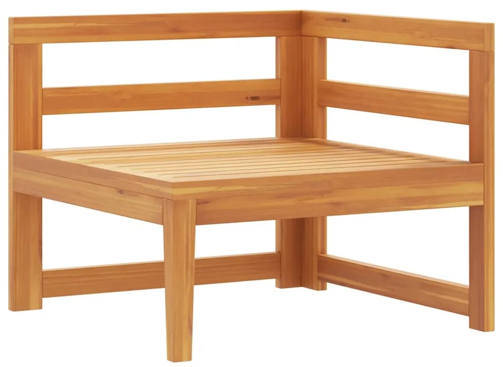 vidaXL Καναπές Γωνιακός από Μασίφ Ξύλο Ακακίας & Σκούρα Γκρι Μαξιλάρια