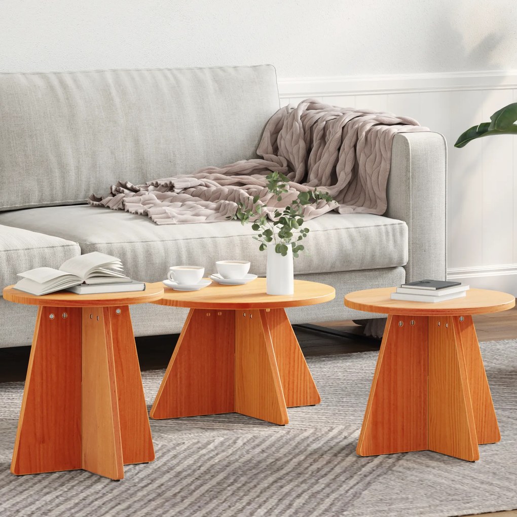 vidaXL Τραπεζάκι σαλονιού 3 pcs Καφέ κεριού 49 x 49 x 30 εκ.