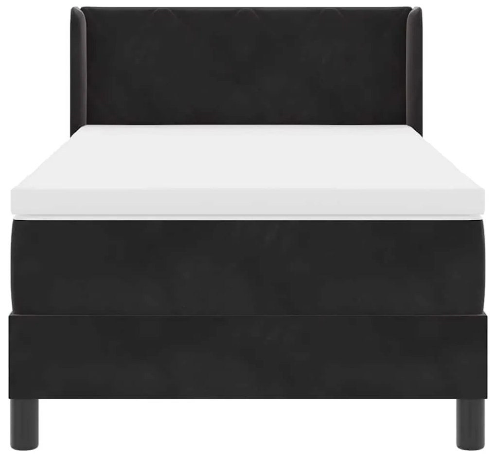 vidaXL Κρεβάτι με Ελατήρια και Στρώμα Μαύρο 100x200 εκ. Βελούδο Μαύρο