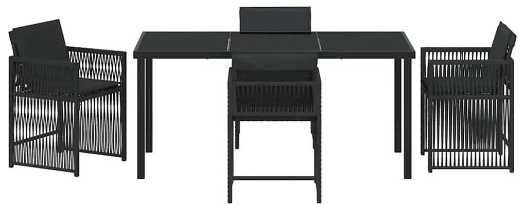 vidaXL Σέτ φαγητού για κήπο 5 pcs Μαύρο συνθετικό ρατάν