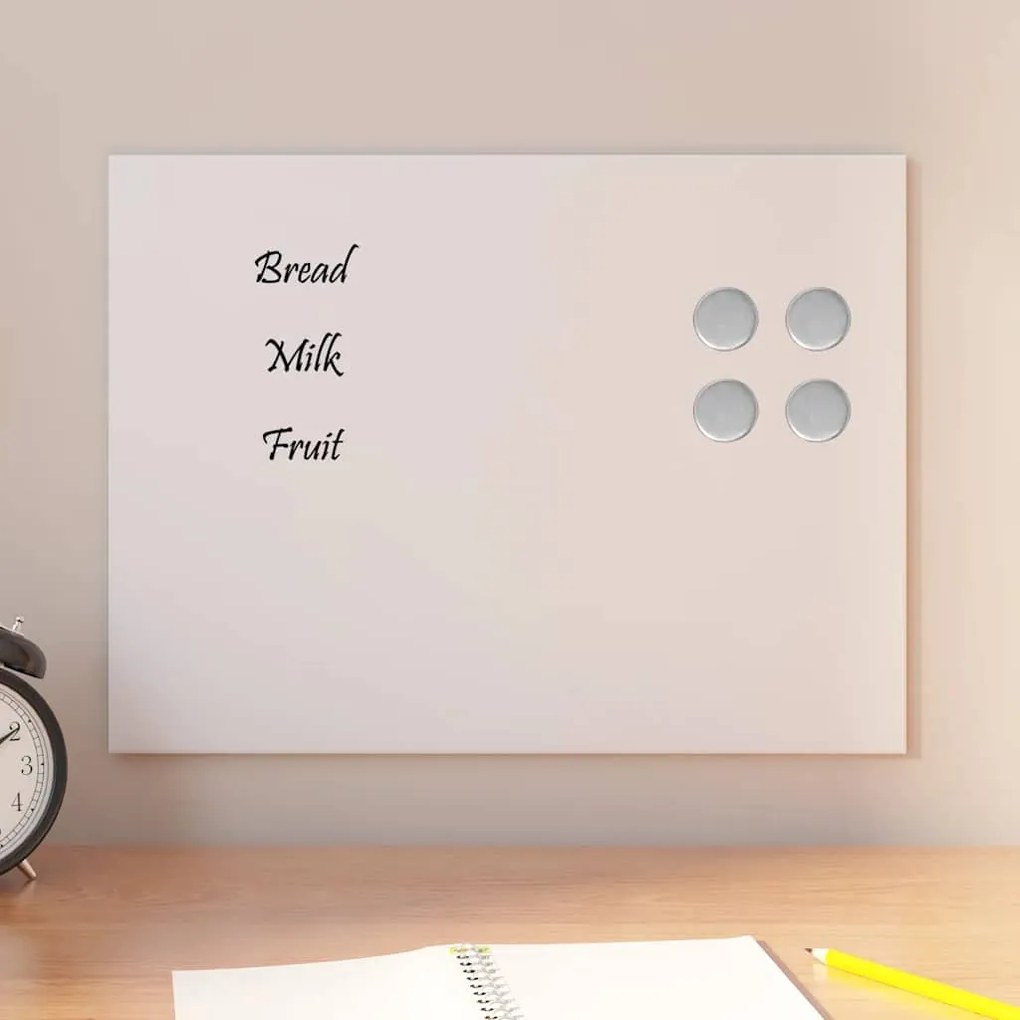 vidaXL Πίνακας Επιτοίχιος Μαγνητικός Λευκός 40 x 30 εκ. Ψημένο Γυαλί