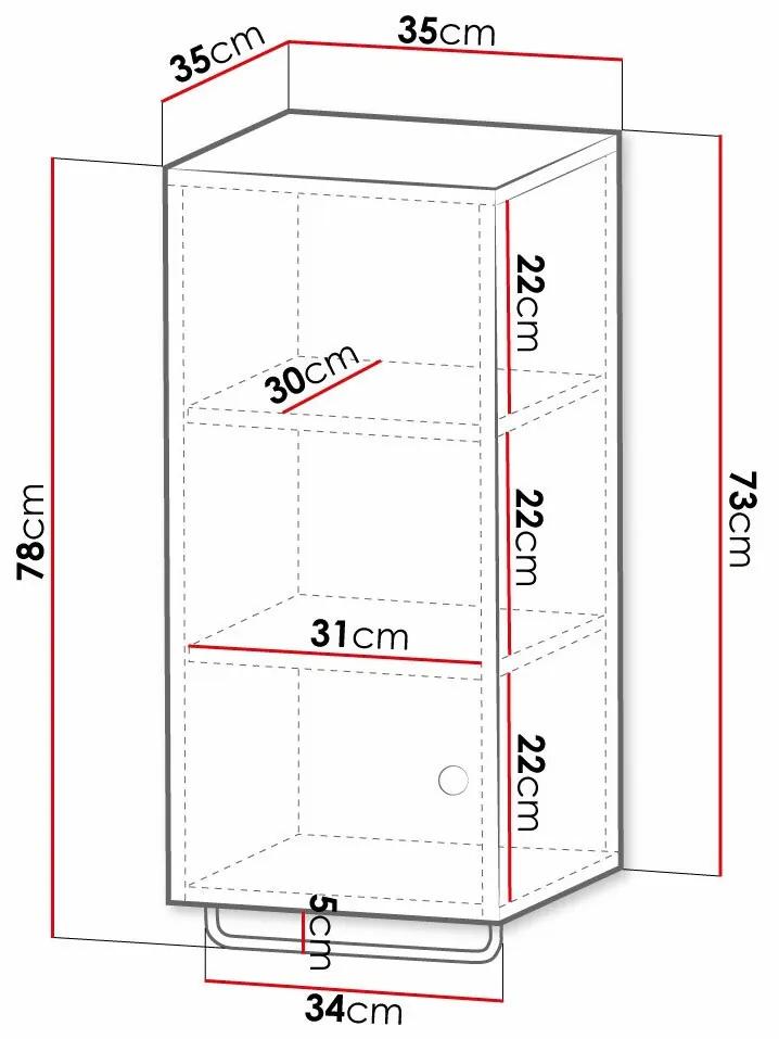 Επιτοίχιο ντουλάπι μπάνιου Merced E105, Μαύρο, Τοίχου, Ο αριθμός των θυρών: 1, 78x35x35cm, 16 kg | Epipla1.gr
