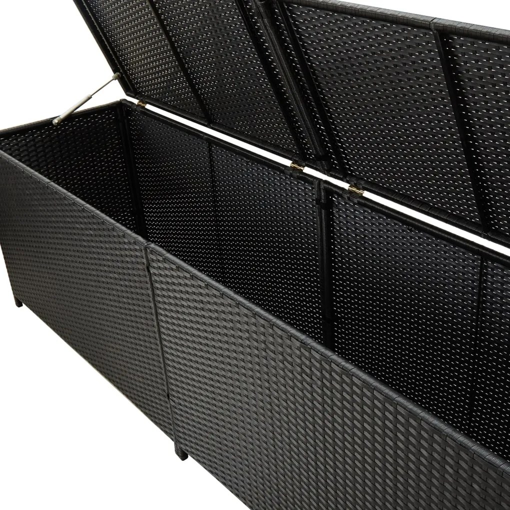 vidaXL Κουτί Αποθήκευσης Κήπου Μαύρο 200x50x60 εκ. από Συνθετικό Ρατάν