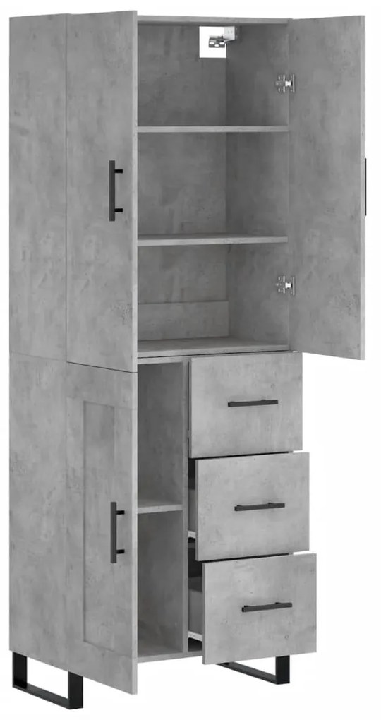 vidaXL Ντουλάπι Γκρι Σκυροδέματος 69,5x34x180 εκ. Επεξεργασμένο Ξύλο