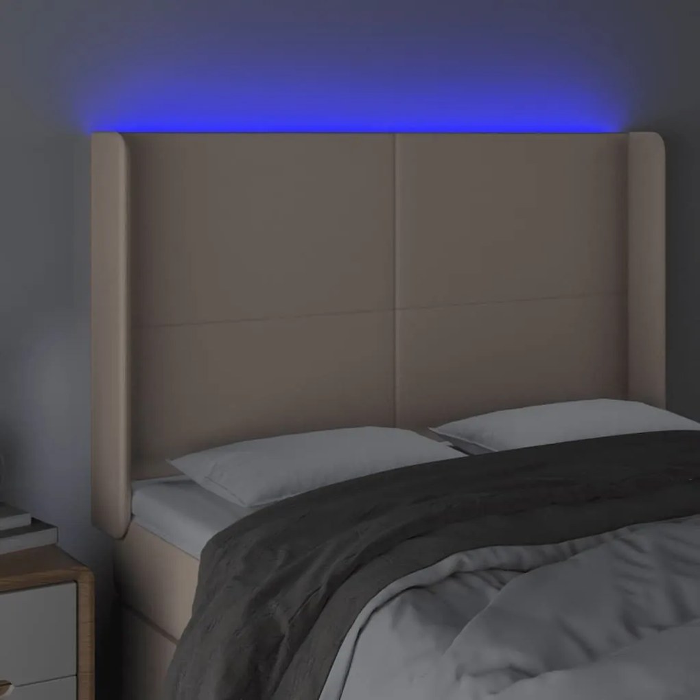 Κεφαλάρι Κρεβατιού LED Καπουτσίνο 147x16x118/128 εκ - Καφέ
