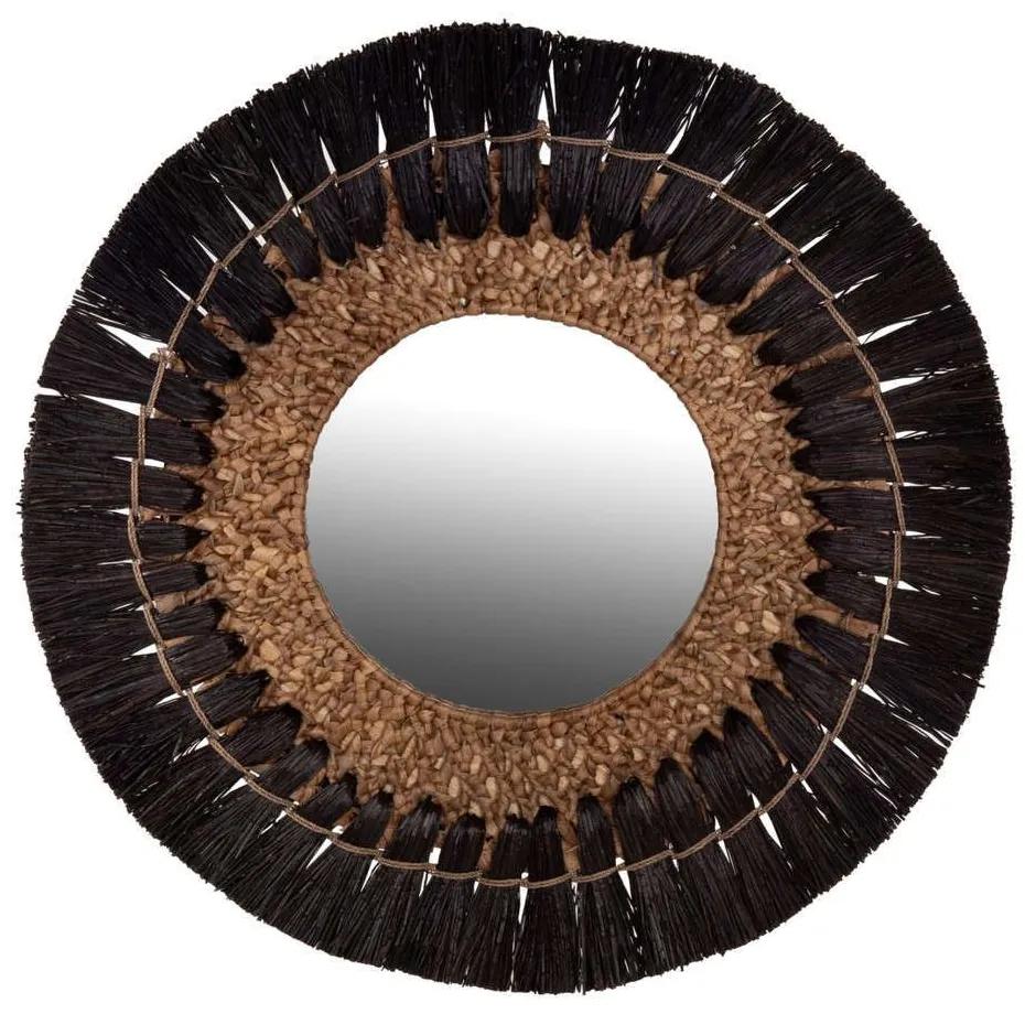 Καθρέπτης Τοίχου HM7832 Φ70cm Με Πλαίσιο Mendong Natural-Black Grass