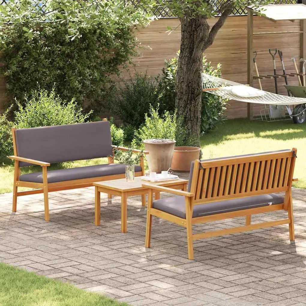 vidaXL Σετ Καναπέ Κήπου 3 pcs Καφέ 75 x 45 x 38 εκ. Μασίφ ξύλο ακακίας