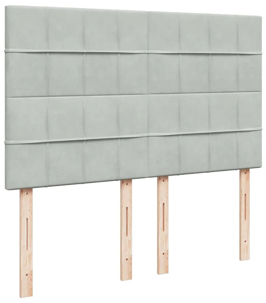 vidaXL Κρεβάτι Boxspring με Στρώμα Ανοιχτό Γκρι 140x200 εκ. Βελούδινο