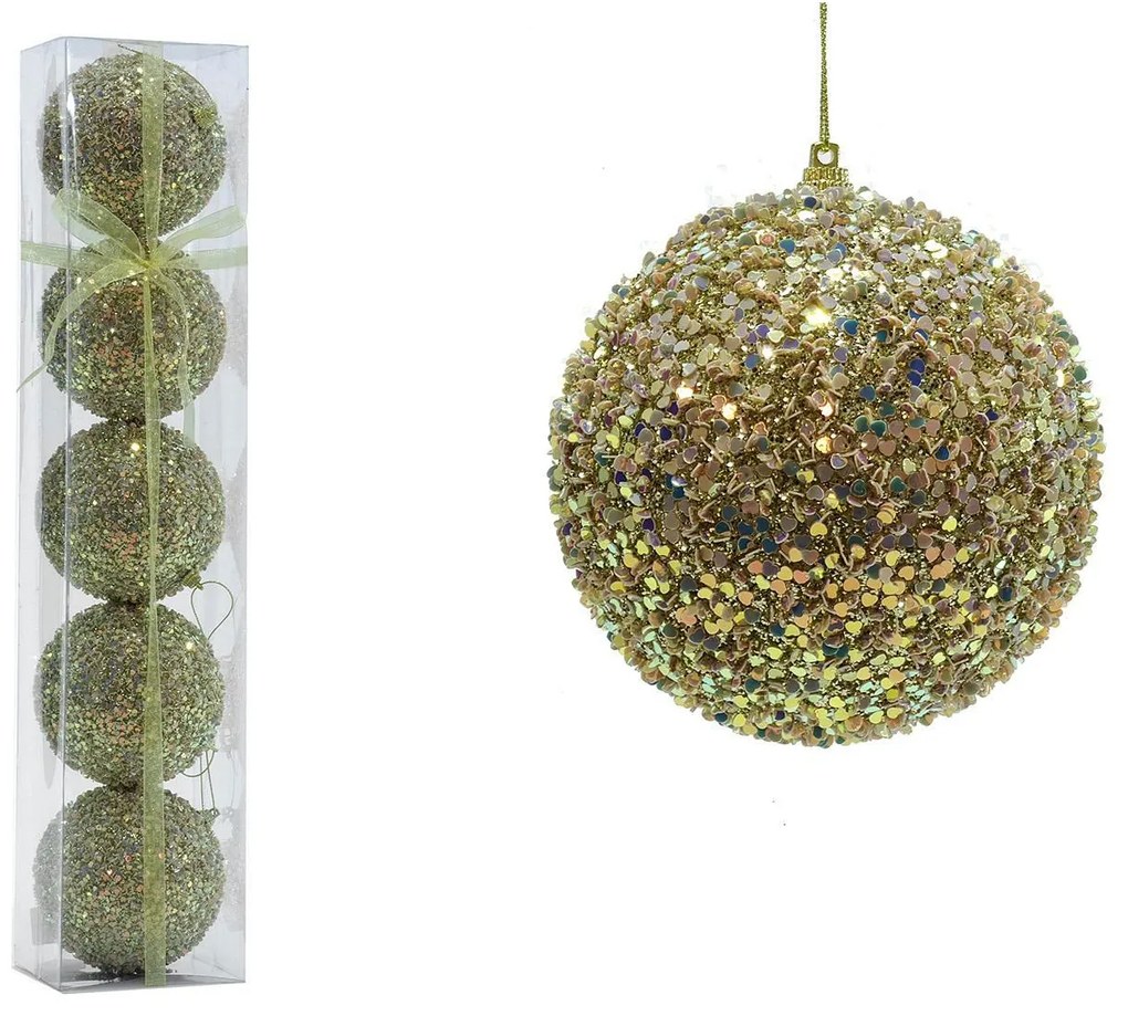 Μπάλα Με Glitter Χρυσό Φ10cm Σετ 5Τμχ