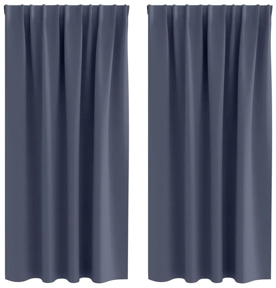 vidaXL Κουρτίνες με κουρτίνες 2 pcs Ανθρακί Πολυεστέρας