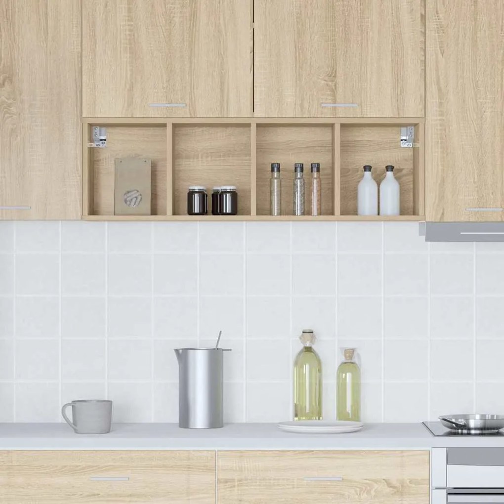 vidaXL Κρεμαστό ντουλάπι με αποθήκευση Δρύς Sonoma 30 x 29,5 x 100 εκ.